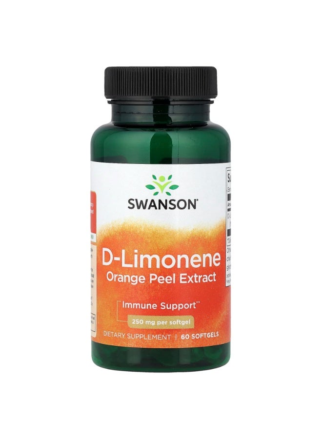 سوانسون، د-ليمونين، مستخلص قشر البرتقال، 250 ملغ، 60 كبسولة هلامية